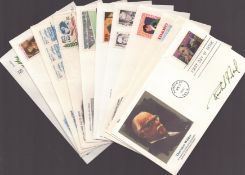 FDC signed collection approx 10 stamped and postmarked signed by Robin Cook M.D. and more. Good