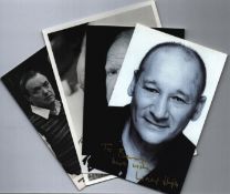 Actors signed collection. 4 black and white small photos. Includes James Bolam, John Gielgud and