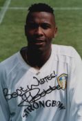 Lucas Radebe signed 6x4 inch Leeds United colour photo. Good condition. All autographs come with a