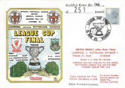 LIVERPOOL V TOTTENHAM HOTSPUR 1982 DAWN FIRST DAY COVER SIGNED ON REVERSE BY STEVE ARCHIBALD. Good