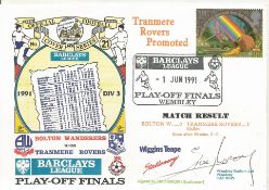 BOLTON WANDERERS V TRANMERE ROVERS 1991 DAWN FIRST DAY COVER SIGNED BY ERIC NIXON. Good