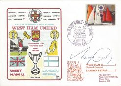 WEST HAM UNITED V LAHDEN REIPAS 1975 DAWN FIRST DAY COVER SIGNED BY MERVYN DAY. Good condition . All
