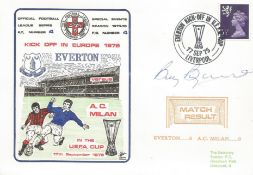 EVERTON V AC MILAN 1975 DAWN FIRST DAY COVER SIGNED BY MANAGER BILLY BINGHAM. Good condition . All