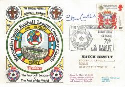 FOOTBALL LEAGUE V REST OF WORLD 1987 DAWN FIRST DAY COVER SIGNED BY STAN CULLIS. Good condition .
