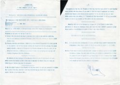 Original typed document from the Documentary 'The Epilogue of Ron Kray' 1994 by Reggie Kray and