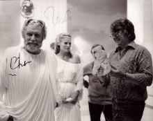 Ursula Andress and Laurence Olivier signed 10x8 inch black and white photo. Good condition. All