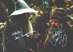 Ian McKellen and Sylvester McCoy signed Lord of the Rings 12x8inch colour photo. Good condition. All