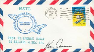 Astronaut Ken Cameron signed NSTL Test 22 Engine 0204 25 SEC/FPL 4 SEC FPL envelope PM Pearlington.