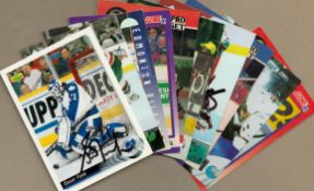 Ice Hockey signed trading card collection includes 10, great names such as Brent Gilchrist, Jean