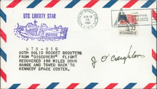 Astronaut John Creighton signed UTC Liberty Star commemorative FDC PM Kennedy Space CTR FL Jun 18 PM