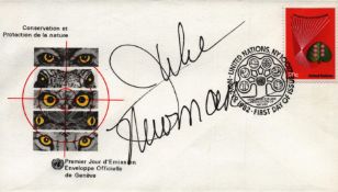 Julie Newmar signed Conservation et Protection de la nature FDC PM United Nations. NY10017 NOV19