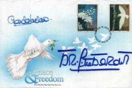Brigitte Bardot and Glenda Jackson signed Peace and Freedom FDC PM First Day of Issue Douglas Isle