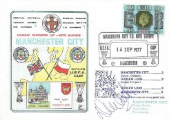 MANCHESTER CITY V WIDZEW LODZ 1977 DAWN FIRST DAY COVER SIGNED BY DAVE WATSON. Good condition .
