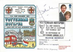 TOTTENHAM HOTSPUR V AJAX 1981 DAWN FIRST DAY COVER SIGNED BY OSVALDO ARDILES. Good condition . All