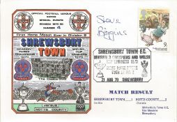 SHREWSBURY TOWN V NOTTS COUNTY 1979 DAWN FIRST DAY COVER SIGNED BY STEVE BIGGINS. Good condition .