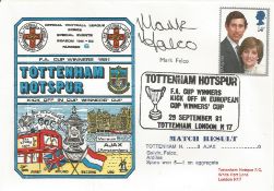 TOTTENHAM HOTSPUR V AJAX 1981 DAWN FIRST DAY COVER SIGNED BY MARK FALCO. Good condition . All