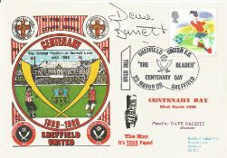 SHEFFIELD UNITED CENTENARY 1989 DAWN FIRST DAY COVER SIGNED BY DAVE BASSETT. Good condition . All