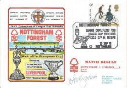 NOTTINGHAM FOREST V LIVERPOOL 1978 DAWN FIRST DAY COVER SIGNED BY JOHN McGOVERN. Good condition .