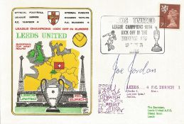 LEEDS UNITED V FC ZURICH 1974 DAWN FIRST DAY COVER SIGNED BY JOE JORDAN. Good condition . All
