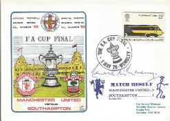 MANCHESTER UNITED V SOUTHAMPTON 1976 DAWN FIRST DAY COVER SIGNED BY LAWRIE McMENEMY. Good