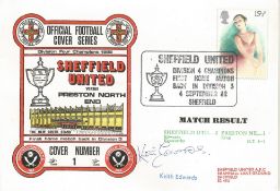 SHEFFIELD UNITED V PRESTON NORTH END 1982 DAWN FIRST DAY COVER SIGNED BY KEITH EDWARDS. Good