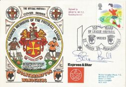 WOLVERHAMPTON WANDERERS CENTENARY 1988 DAWN FIRST DAY COVER SIGNED BY STEVE BULL. Good condition .