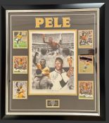 Football, Pele 29x26inch overall framed and mounted signature display includes signed colour montage