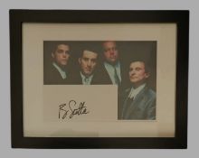 Ray Liotta signed 11x8inch overall framed and mounted white card and Goodfellas colour photo. Good
