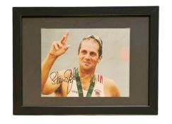 Olympics, Steve Redgrave signed 13x10inch overall framed and mounted colour photo. Good condition.