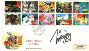 Twiggy Lawson signed Royal Mail greeting stamps FDC PM First Day of Issue Greenland 2nd FEB 1993.