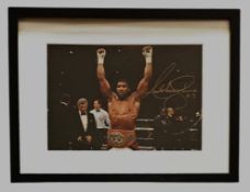 Boxing Anthony Joshua signed 17x13inch overall framed and mounted colour photo. Good condition.