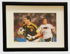 Football, Iker Casillas signed 17x13inch overall framed and mounted colour photo pictured in