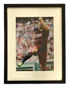 Football, Luis Suarez signed 17x13inch overall framed and mounted colour photo pictured while