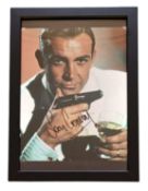 Sean Connery signed 13x10inch overall framed and mounted James Bond colour photo. Good condition.