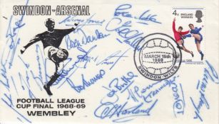Football, SWINDON TOWN multi signed 1969 FIRST DAY COVER : Issued & stamped on the 15th of March