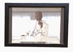 Morgan Freeman signed 13x10inch overall framed and mounted colour photo. Good condition. All