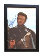 Clint Eastwood signed 13x10inch overall framed and mounted colour photo. Good condition. All