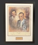 Reggie and Ronnie Kray signed 32x24in overall mounted and framed colour print titled 'Down But Not