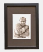 Bob Hoskins signed 13x10inch overall framed and mounted black and white photo. Good condition. All
