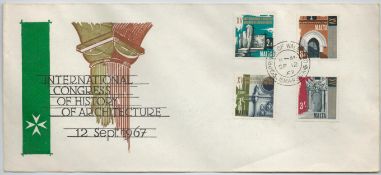 1967 FDC from Malta marking the International Congress History of Architecture with 4 stamps and
