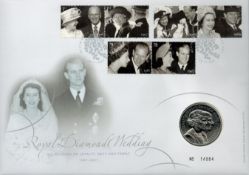 First Day Cover to commemorate the Royal Diamond Wedding Anniversary featuring 6 x 1st class