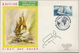 Chay Blyth signed First Day Cover to say 'bon voyage' to him and British steel. Dated 18th October