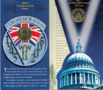 End Of WWII Commemorative £2 coin and Medal Presentation pack, Includes a gold coloured medal and an