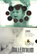 Coins. United Kingdom Brilliant Uncirculated Coins of the Year 2000, baby Gift Set Millennium. 1P,