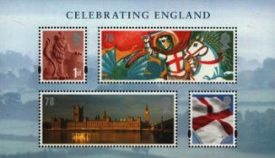 Postage Stamps GB Royal Mail Mini sheet, four Stamps 'Celebrating England' Mint Condition. We