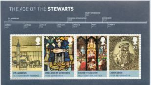 2010 Mint Stamp Sheet, 2x1st class and 2x 81p stamps. Featuring The Age of the Stewarts. We