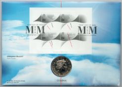 Millenium Moment year 2000 £5 coin and Mini Sheet cover complete with Greenwich presentation folder.