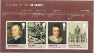 2010 Mint Stamp Sheet,1st/60p/88p and 97p stamps featuring The Age of the Stuarts. We combine