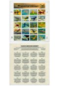 USA Mint stamp collection, 2x full American Aircraft Mint stamp sheets, Set 1 contains 25 Mint