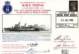 S Hughes, P Connold, H Pine and W Round signed HMS Vestal military cover. We combine postage on